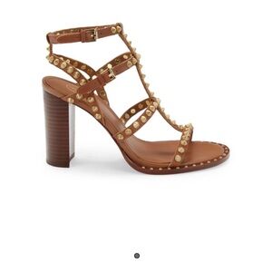Ash Brown and Gold Studded Heeled Sandals